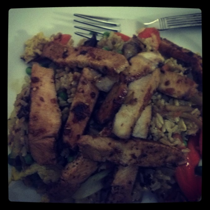 Teriyaki pork is the happy result.